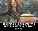 Lita delivers a Twist of Fate on Hardy